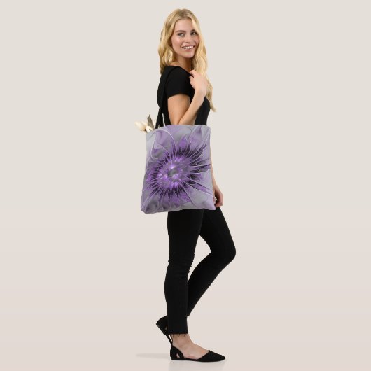 Lavender Flower Dream Modern Abstract Fractal Art Tote Bag (Op model)