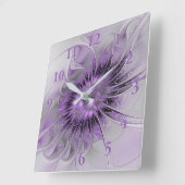 Lavender Flower Dream Modern Abstract Fractal Art Vierkante Klok (Hoek)