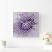 Lavender Flower Dream Modern Abstract Fractal Art Vierkante Klok (Huis)