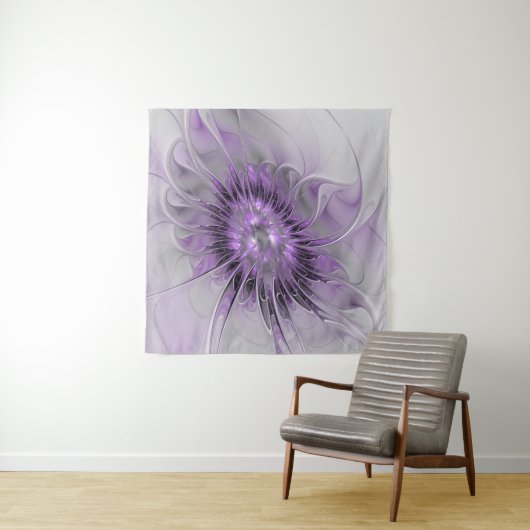 Lavender Flower Dream Modern Abstract Fractal Art Wandkleed (In Situ (horizontaal))