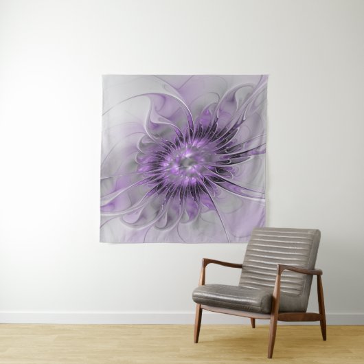 Lavender Flower Dream Modern Abstract Fractal Art Wandkleed (In situ)