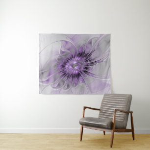 Lavender Flower Dream Modern Abstract Fractal Art Wandkleed