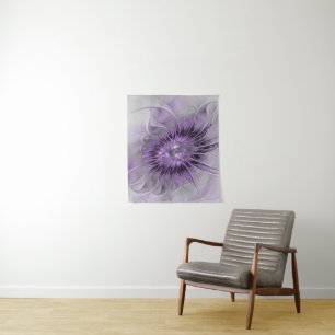 Lavender Flower Dream Modern Abstract Fractal Art Wandkleed
