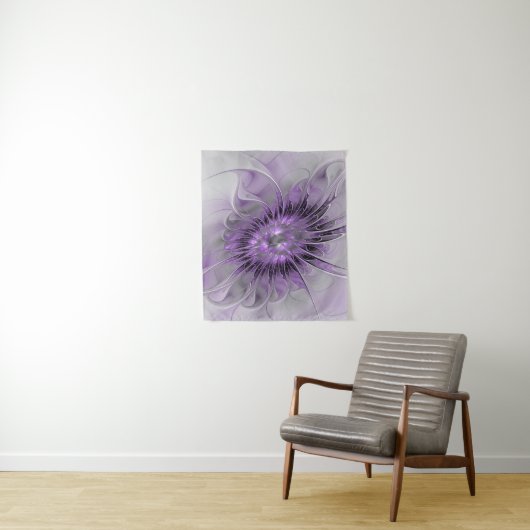 Lavender Flower Dream Modern Abstract Fractal Art Wandkleed (In situ)