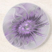Lavender Flower Dream Modern Abstract Fractal Art Zandsteen Onderzetter (Voorkant)
