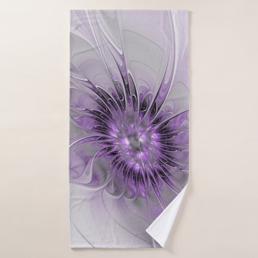 Lavender Flower Dream Modern Abstract Fractal Badhanddoek (Badhanddoek)