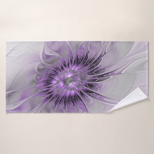 Lavender Flower Dream Modern Abstract Fractal Badhanddoek (Badhanddoek)