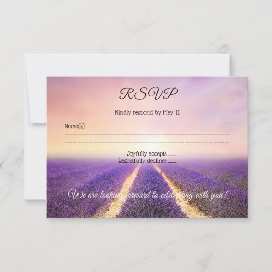 Lavender Flower Field Weddenschap RSVP-kaart Kaart (Voorkant)