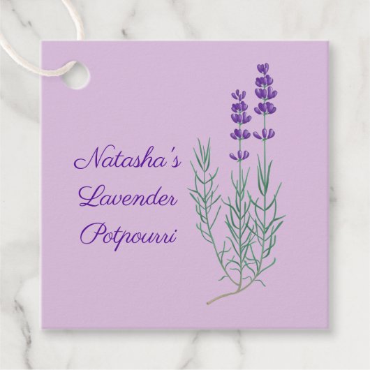 Lavender Flower Herbal Favor Kaart Bedankjes Labels (Voorkant)