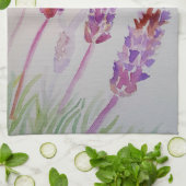 Lavender Flower Paars Waterverf and bee Theedoek (Gevouwen)