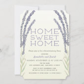 Lavender Flower Sprigs Yellow House Warming Party Kaart (Voorkant)