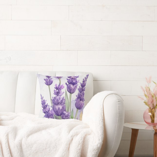 Lavender Flower Throw Pillow | Soft Purple Floral  Kussen (Bank)