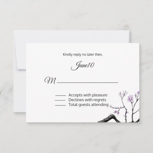 Lavender Flowering Branch Wedding RSVP Kaartje (Voorkant)