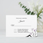 Lavender Flowering Branch Wedding RSVP Kaartje (Staand voorkant)