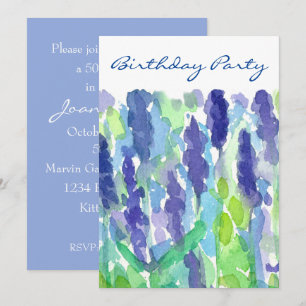 Lavender Flowers 50th Birthday Party Invitation Kaart