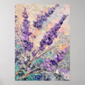 Lavender Flowers Abstract Oil Painting Wall Art Poster (Voorkant)