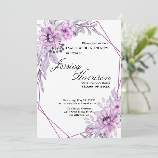 Lavender Flowers Afstuderen uitnodiging (Staand voorkant)