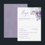 Lavender Flowers Botanical Chic Wedding RSVP Kaartje<br><div class="desc">Purple and gold botanical flowers wedding reply cards</div>