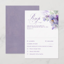 Lavender Flowers Botanical Chic Wedding RSVP Kaartje