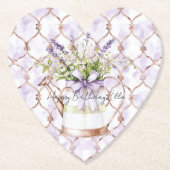 Lavender Flowers Bow Birthday Kartonnen Onderzetters (Voorkant)