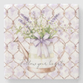 Lavender Flowers Bow Stenen Onderzetter (Voorkant)
