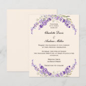 Lavender flowers champage cream wedding invitation (Voorkant / Achterkant)