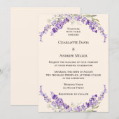 Lavender flowers champage cream wedding kaart (Voorkant / Achterkant)