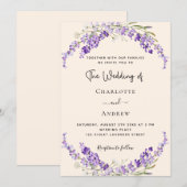 Lavender flowers champage cream wedding kaart (Voorkant / Achterkant)