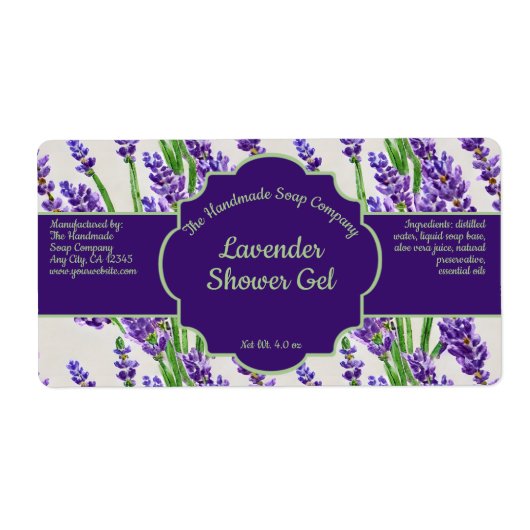 Lavender Flowers Cosmetics Jar Label (Voorkant)
