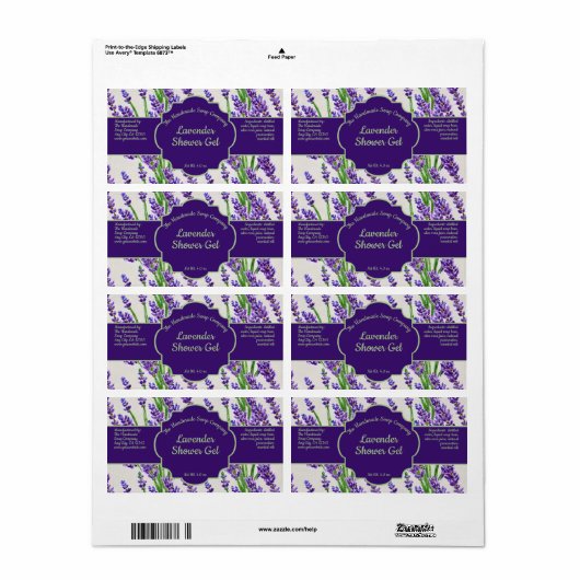 Lavender Flowers Cosmetics Jar Label (Full Sheet)