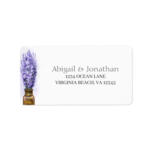 Lavender Flowers Couple Wedding Floral Adres Etiket (Voorkant)