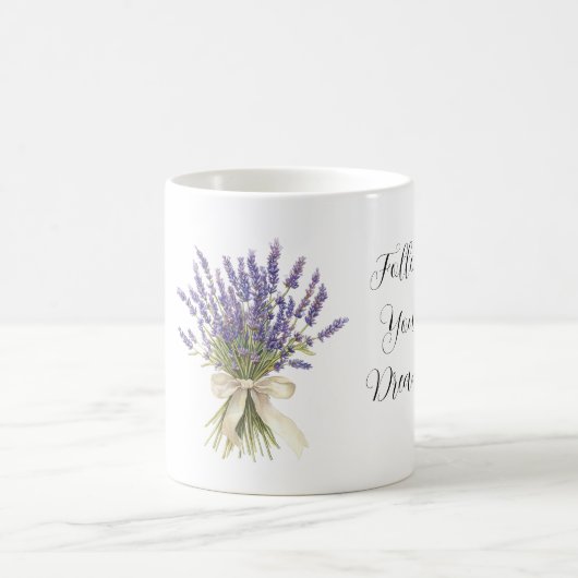 Lavender Flowers Cream Bow Koffiemok (Center)