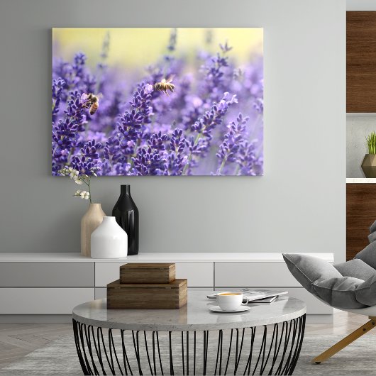 Lavender Flowers en bijen Canvas Afdruk