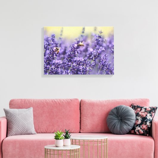 Lavender Flowers en bijen Canvas Afdruk (Insitu (Woonkamer))