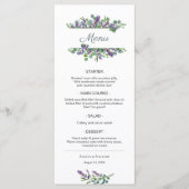 Lavender Flowers Eucalyptus Foliage Weddenschap Me Menu (Voorkant)