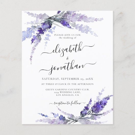 Lavender Flowers Floral Lila Budget Mauve Wedding (Voorkant)