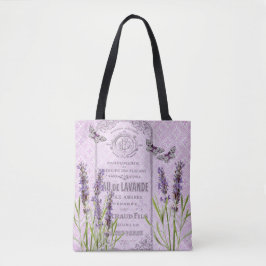 Lavender Flowers Franse  collage Butterfly Tote Bag