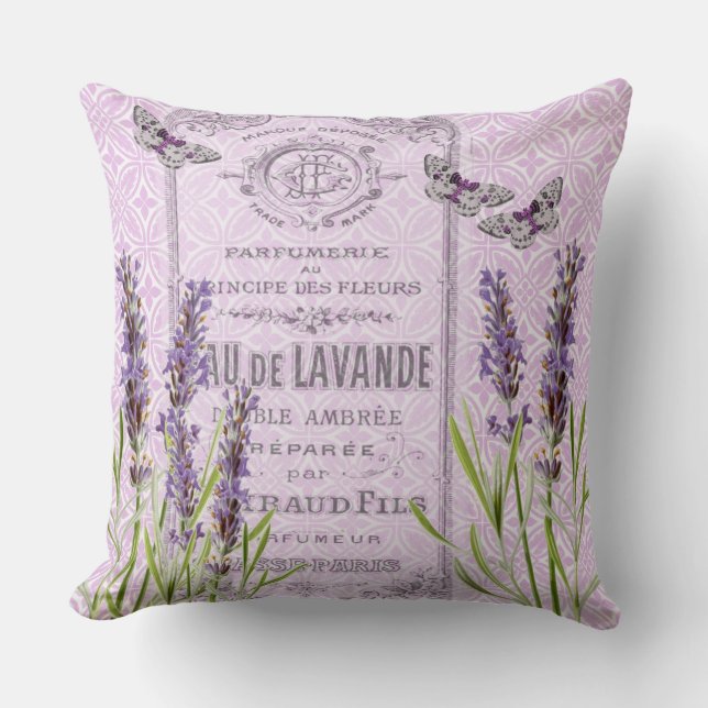 Lavender Flowers French  Collage Decorative Kussen (Voorkant)