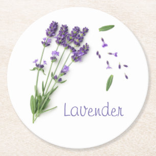 Lavender Flowers geïsoleerd op witte achtergrond Ronde Kartonnen Onderzetter