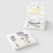 Lavender Flowers geïsoleerd op witte achtergrond Stenen Onderzetter (Zijkant)