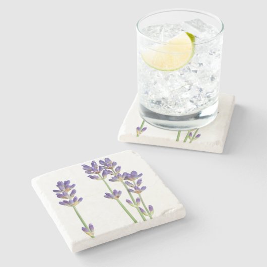 Lavender Flowers geïsoleerd op witte achtergrond Stenen Onderzetter (Zijkant)