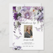 Lavender Flowers Hummingbird Invitation Kaart (Voorkant)