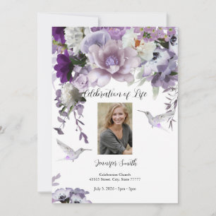 Lavender Flowers Hummingbird Invitation Kaart