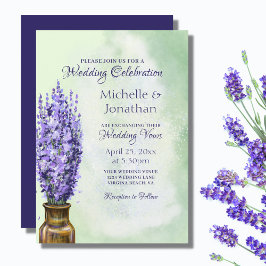 Lavender Flowers on Sage Green Floral Wedding Kaart