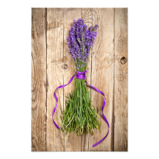 Lavender Flowers on Wooden Table Background Foto Afdruk