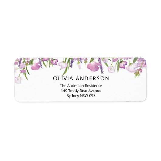 Lavender Flowers Return Address Label (Voorkant)