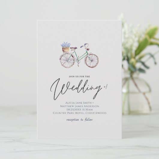 lavender Flowers Rustic Bicycle Wedding (Staand voorkant)