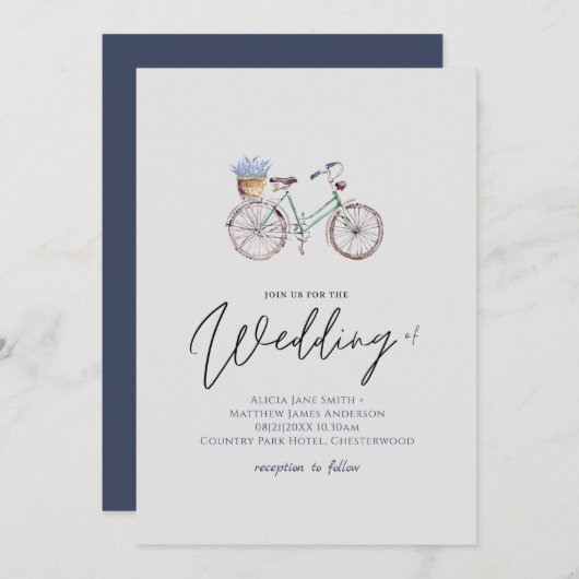 lavender Flowers Rustic Bicycle Wedding (Voorkant / Achterkant)