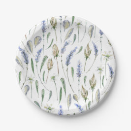 Lavender Flowers Rustic Floral Papieren Bordje