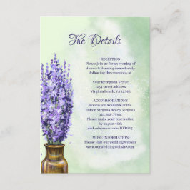 Lavender Flowers Sage Green Floral Wedding Details Informatiekaartje